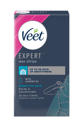 Expert Cold Wax Strips for Sensitive Skin - Bikini & Underarm, 30 strips
