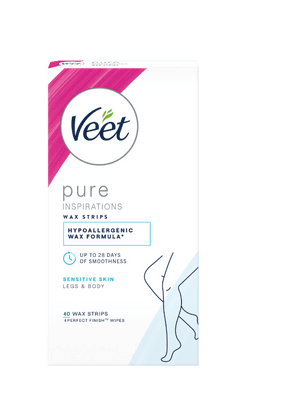 Pure inspirations Cold Wax Strips for Sensitive Skin - Legs & Body, 20 strips